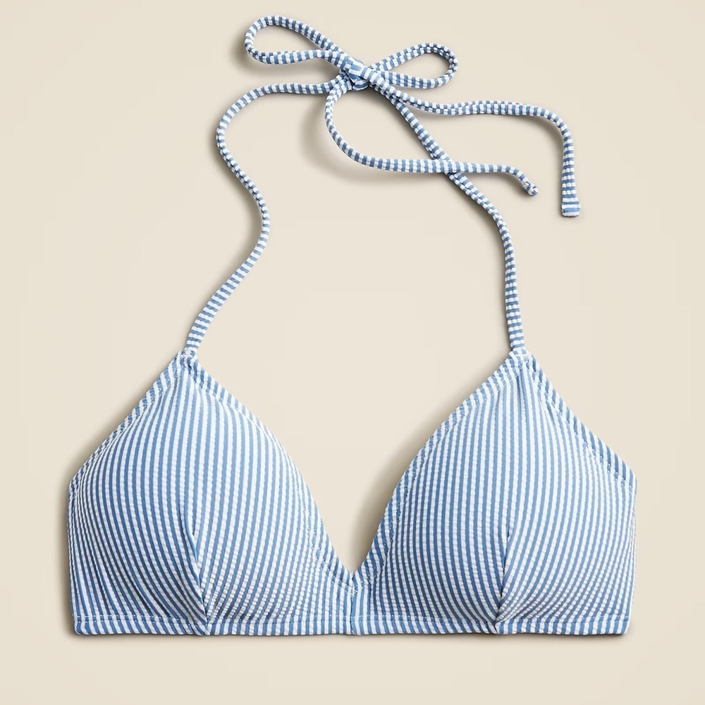 J. Crew Blue and White Striped Halter Bikini Top